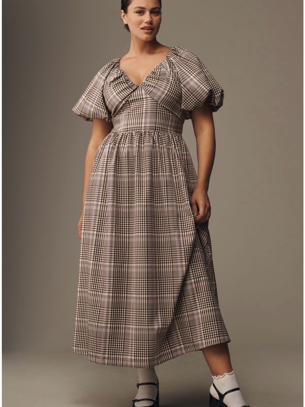 Anthropologie- En Saison Charleigh Puff-Sleeve Midi Dress